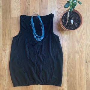 Gap Black Draped Neck Cotton/Modal/Poly Tank Top